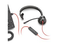 Poly Blackwire 3315 - Blackwire 3300 series - micro-casque - sur-oreille - filaire - Suppresseur de bruit actif - jack 3,5mm, USB-C - noir 76J14AA