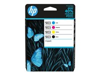 HP 903 - Pack de 4 - noir, jaune, cyan, magenta - original - cartouche d'encre - pour Officejet 69XX; Officejet Pro 69XX 6ZC73AE