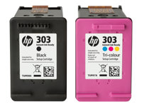 HP 303 - Pack de 2 - couleur (cyan, magenta, jaune), noir pigmenté - original - cartouche d'encre - pour ENVY Photo 62XX, Photo 71XX, Photo 78XX; ENVY Inspire 72XX, 79XX; Tango 3YM92AE